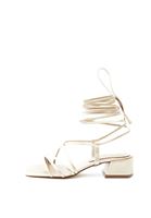 Women Gold High Heels with String Details