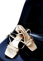 Women Gold High Heels with String Details