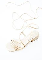 Women Gold High Heels with String Details