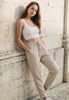 Bayan Bej Carrot-Fit Bağcıklı Pantolon
