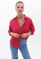 Bayan Pembe Oversize Cepli Gömlek