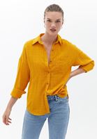 Bayan Sarı Oversize Cepli Gömlek