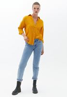 Bayan Sarı Oversize Cepli Gömlek