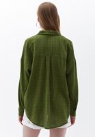 Bayan Yeşil Oversize Cepli Gömlek
