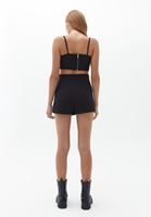 Bayan Siyah Kapitoneli Asimetrik Şort Etek