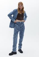 Bayan Kahverengi Düğme Detaylı Crop Bluz