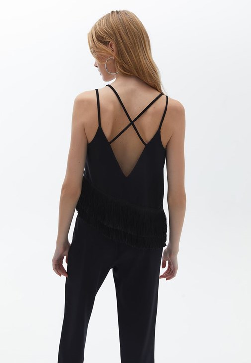 Püskül Detaylı Bluz ve Pantolon Kombini