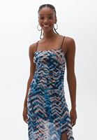 Bayan Çok Renkli İnce Askılı Desenli Elbise