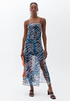 Bayan Çok Renkli İnce Askılı Desenli Elbise