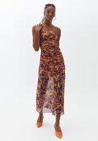 Bayan Çok Renkli İnce Askılı Desenli Elbise