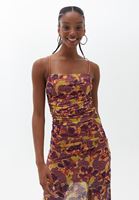 Bayan Çok Renkli İnce Askılı Desenli Elbise