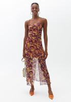 Bayan Çok Renkli İnce Askılı Desenli Elbise