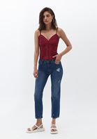 Bayan Çok Renkli Desenli ve Büzgülü Bodysuit