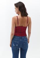 Bayan Çok Renkli Desenli ve Büzgülü Bodysuit