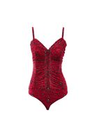 Bayan Çok Renkli Desenli ve Büzgülü Bodysuit