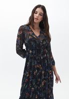 Bayan Çok Renkli V Yaka Tül Elbise