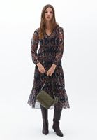 Bayan Çok Renkli V Yaka Tül Elbise