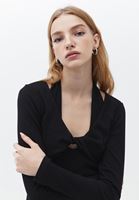 Women Black Midi Dress with Cut Out Detail