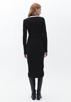 Women Black Midi Dress with Cut Out Detail