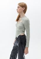 Bayan Yeşil Cut-Out Detaylı Bluz