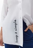 Bayan Beyaz Oversize Baskılı Gömlek