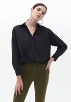 Bayan Siyah Oversize Poplin Gömlek