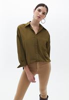 Bayan Yeşil Oversize Poplin Gömlek