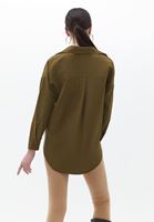 Bayan Yeşil Oversize Poplin Gömlek