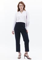 Bayan Beyaz Kruvaze Crop Gömlek