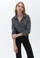 Bayan Çok Renkli Loose-Fit Çizgili Gömlek