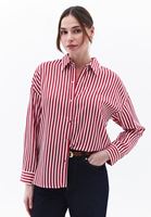 Bayan Çok Renkli Loose-Fit Çizgili Gömlek