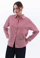 Bayan Çok Renkli Loose-Fit Çizgili Gömlek