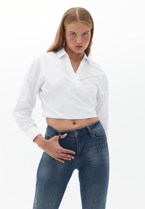  Bağlamalı Crop Gömlek