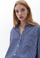 Bayan Çok Renkli Oversize Çizgili Gömlek
