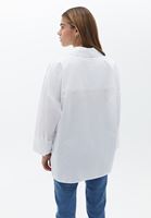 Bayan Beyaz Oversize Baskılı Gömlek