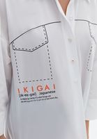 Bayan Beyaz Oversize Baskılı Gömlek