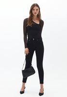 Bayan Siyah Asimetrik Yaka Bluz