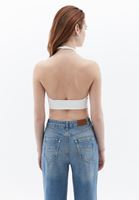 Bayan Krem Sırt Dekolteli Crop Atlet