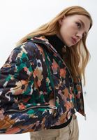 Bayan Çok Renkli Oversize Kapitoneli Crop Mont