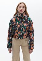 Bayan Çok Renkli Oversize Kapitoneli Crop Mont