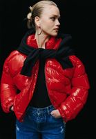 Bayan Kırmızı Kapitoneli Şişme Mont