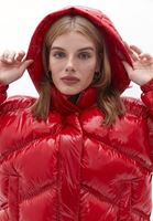 Bayan Kırmızı Kapitoneli Şişme Mont