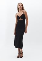 Bayan Siyah Cut-Out Detaylı Uzun Elbise