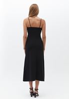Bayan Siyah Cut-Out Detaylı Uzun Elbise