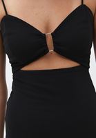 Bayan Siyah Cut-Out Detaylı Uzun Elbise