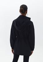 Bayan Siyah Kapüşonlu Midi Yağmurluk