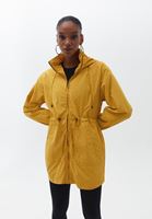 Bayan Sarı Kapüşonlu Midi Yağmurluk