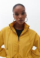 Bayan Sarı Kapüşonlu Midi Yağmurluk