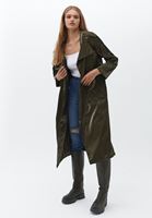 Bayan Yeşil Kapüşonlu Oversize Yağmurluk