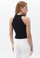 Bayan Siyah Halter Yaka Triko Atlet